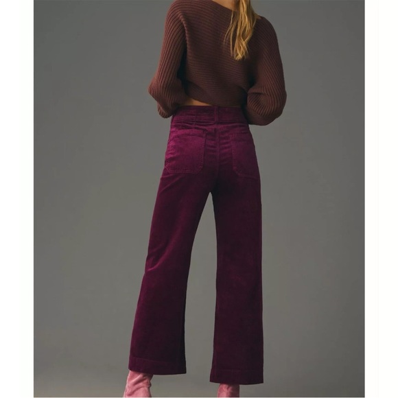 Anthropologie Maeve The Collette Corduroy Wide Leg Pants Grape Purple Size 33 - Picture 3 of 13